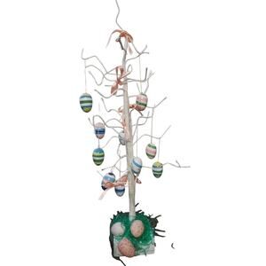Vintage Easter Tree With Wooden Egg Ornaments Posable Branches 15" ~CUTE~